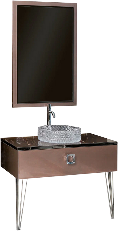 Мебель для ванной комнаты Armadi Art Lucido 100 лиловая, раковина 817, ножки хром