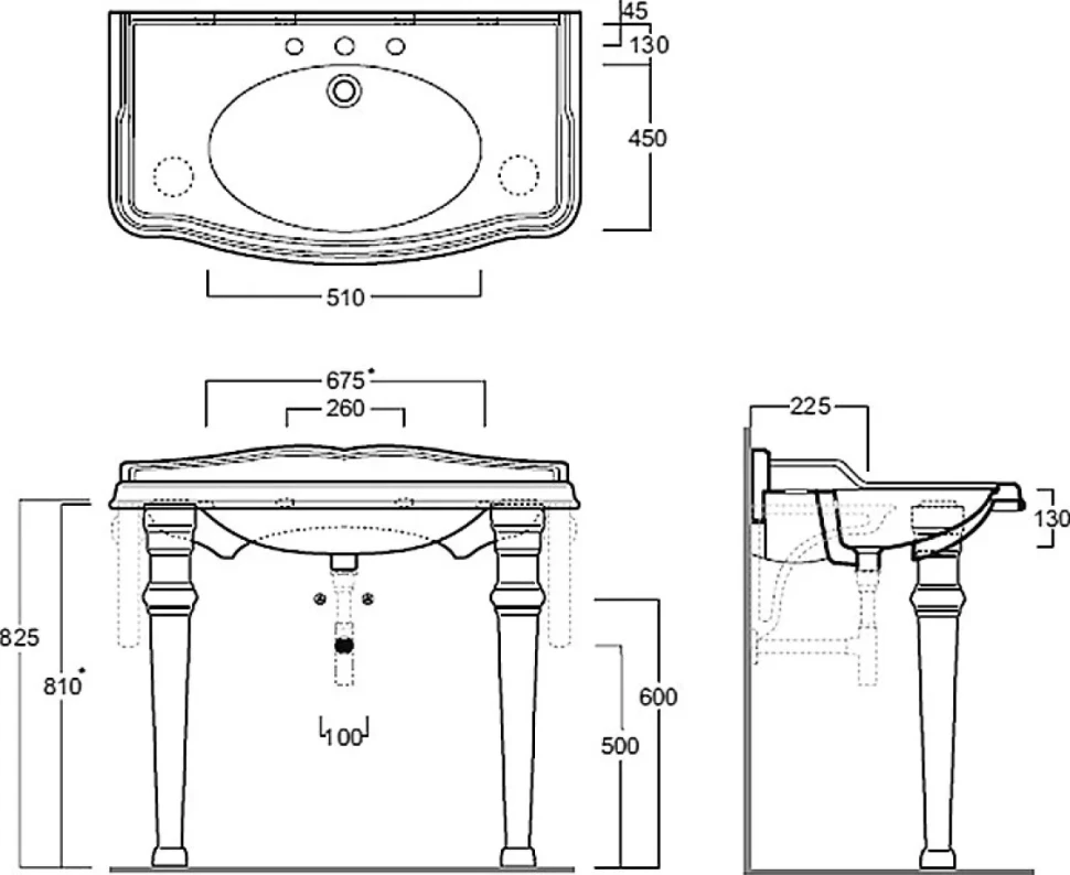 Раковина Simas Arcade AR 874 105 см, с ножками