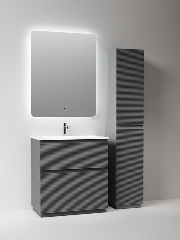 Тумба с раковиной Sancos Folk Floor 80 напольная, grey soft, раковина CN7012