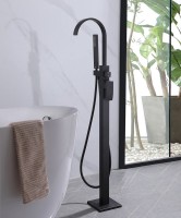 Напольный смеситель для ванны с душем Abber Wasserfall AF8615B С ВНУТРЕННЕЙ ЧАСТЬЮ, черный