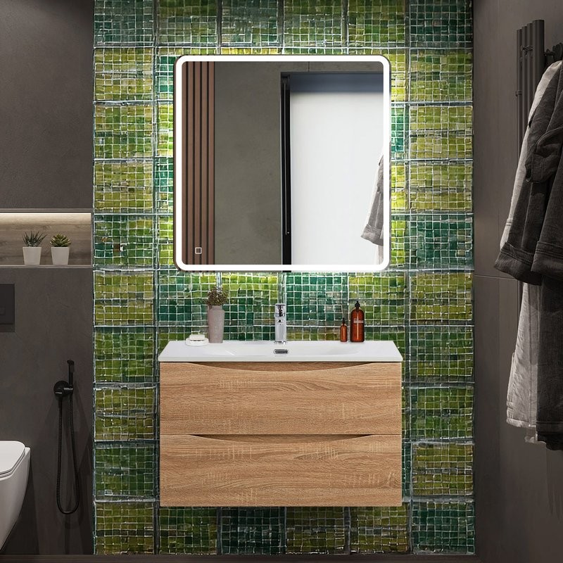 Мебель для ванной комнаты BelBagno Marino-cer-n 80 подвесная, rovere bianco