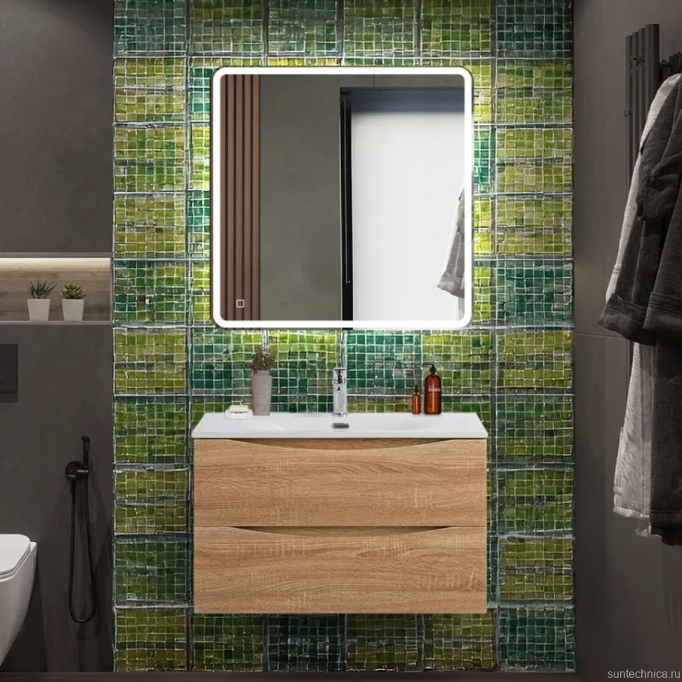 Мебель для ванной комнаты BelBagno Marino-cer-n 80 подвесная, rovere bianco