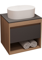 Тумба с раковиной Teymi Ritta 55 дуб эврика, матовый графит, раковина Iva 46