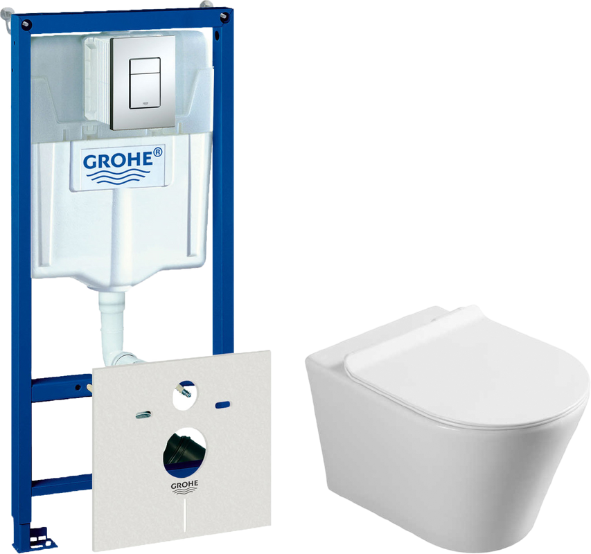 Комплект Унитаз подвесной Vincea Vito VT1-23 + Инсталляция Grohe Rapid SL 38772001 3 в 1 с кнопкой смыва + Шумоизоляция 37131000