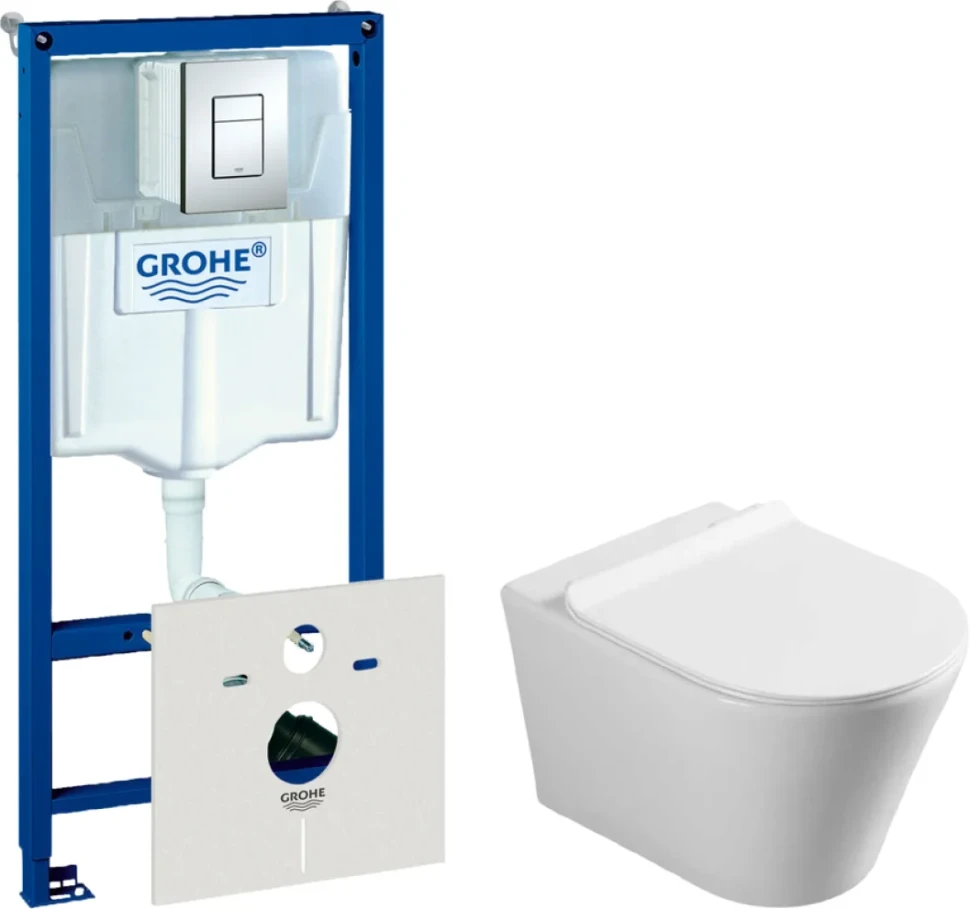 Комплект Унитаз подвесной Vincea Vito VT1-23 + Инсталляция Grohe Rapid SL 38772001 3 в 1 с кнопкой смыва + Шумоизоляция 37131000