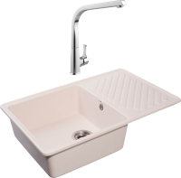 Комплект Мойка GranFest Quarz Z 52 белая + Смеситель MEGA Mega