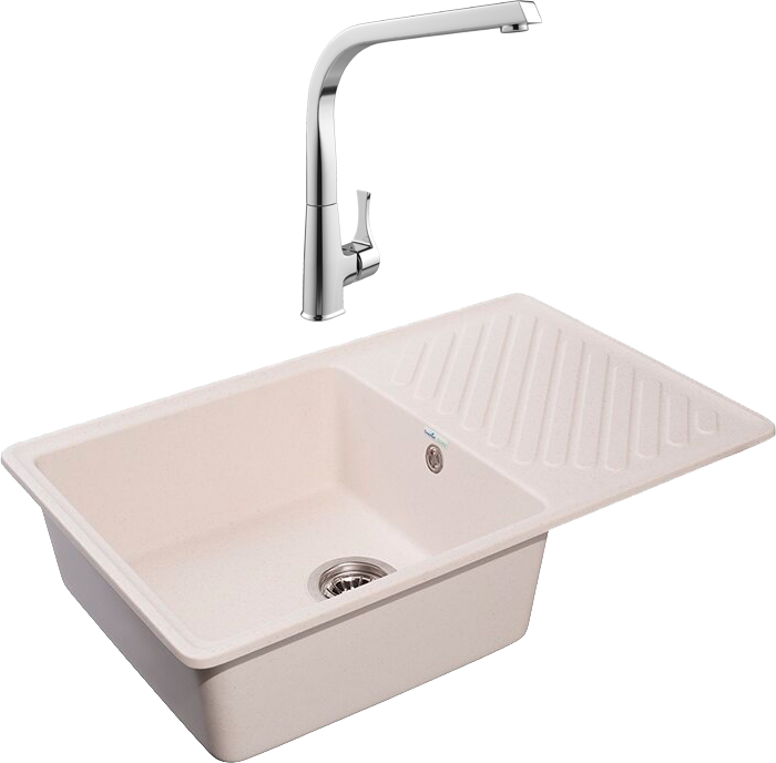 Комплект Мойка GranFest Quarz Z 52 белая + Смеситель MEGA Mega