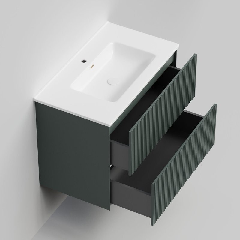 Тумба с раковиной La Fenice Terra Twin 80 подвесная, grigio, раковина Slim Line 80 см