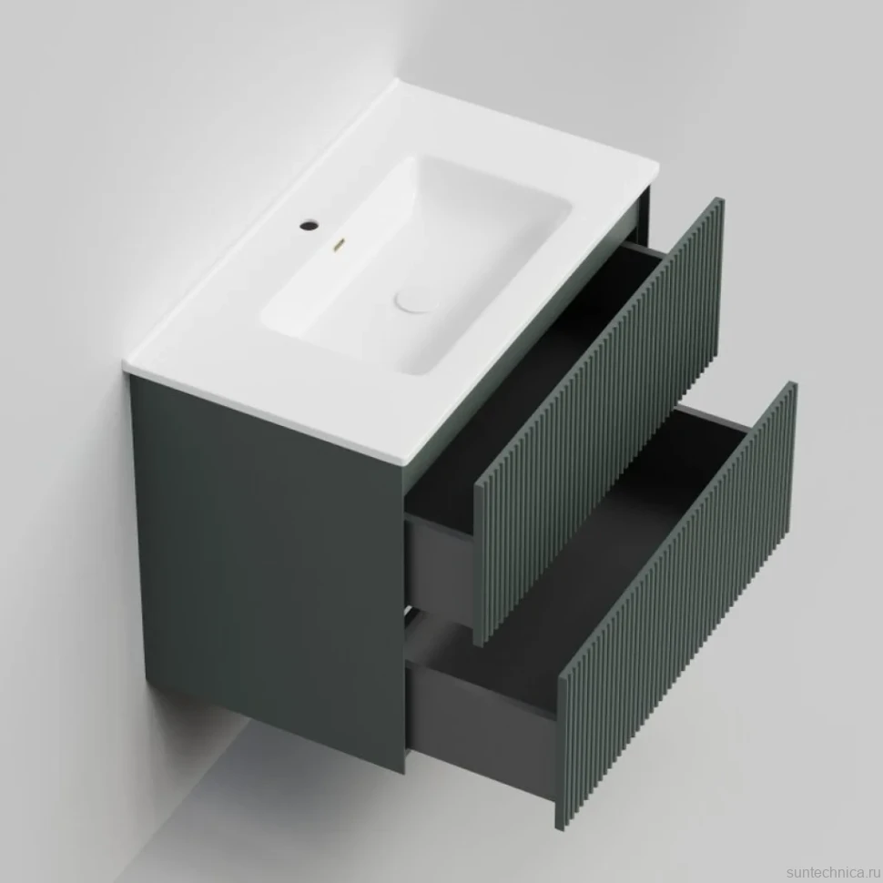 Тумба с раковиной La Fenice Terra Twin 80 подвесная, grigio, раковина Slim Line 80 см