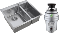 Комплект Мойка Zorg Light ZL R 590-2-510-L L, нержавеющая сталь + Измельчитель Inox D