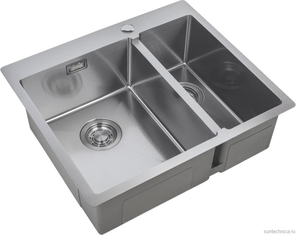 Комплект Мойка Zorg Light ZL R 590-2-510-L L, нержавеющая сталь + Измельчитель Inox D