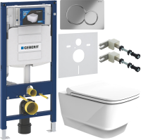 Комплект Унитаз подвесной Boheme Bello 971-W белый глянцевый + Крышка 975-W белая глянцевая + Инсталляция Geberit Duofix UP 320 111.300.00.5 + Кнопка Sigma 01 115.770.21.5 хром + Крепления 111.815.00.1 к стене + Звукоизоляция