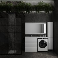Тумба с раковиной Style Line Даллас 140 L люкс, белая + Смеситель для раковины Kludi Zenta SL 482920565 хром