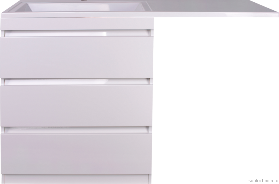 Тумба с раковиной Style Line Даллас 140 L люкс, белая + Смеситель для раковины Kludi Zenta SL 482920565 хром
