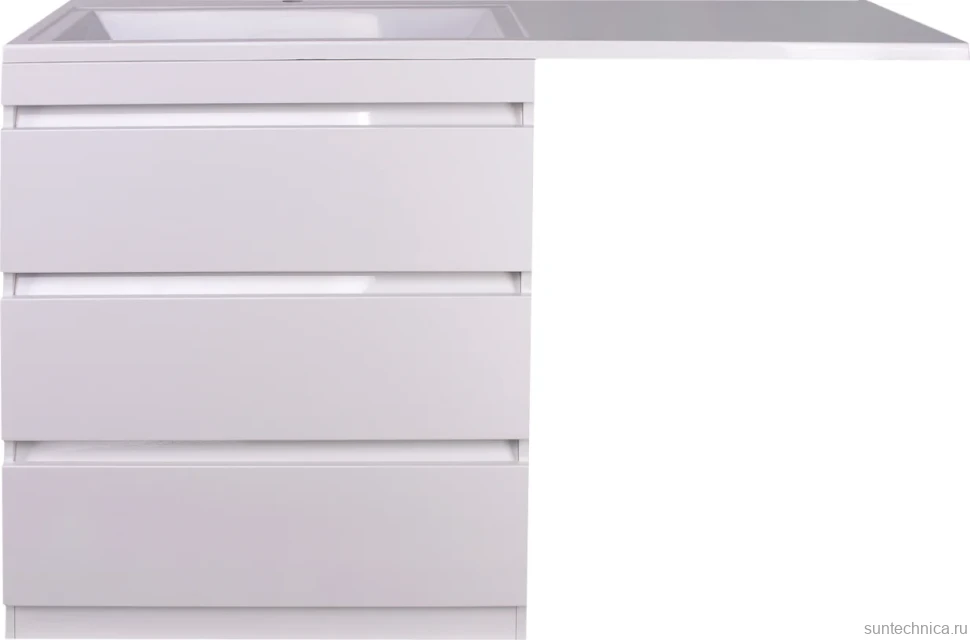 Тумба с раковиной Style Line Даллас 140 L люкс, белая + Смеситель для раковины Kludi Zenta SL 482920565 хром