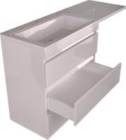 Тумба с раковиной Style Line Даллас 140 L люкс, белая + Смеситель для раковины Kludi Zenta SL 482920565 хром