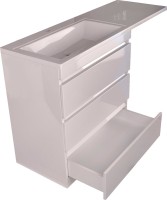 Тумба с раковиной Style Line Даллас 140 L люкс, белая + Смеситель для раковины Kludi Zenta SL 482920565 хром