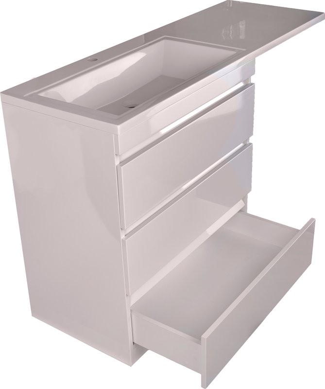 Тумба с раковиной Style Line Даллас 140 L люкс, белая + Смеситель для раковины Kludi Zenta SL 482920565 хром