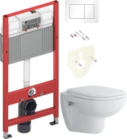 Комплект Унитаз подвесной Duravit D-code 45700900A1 безободковый + Инсталляция TECE Base 9400413 4 в 1 с кнопкой смыва