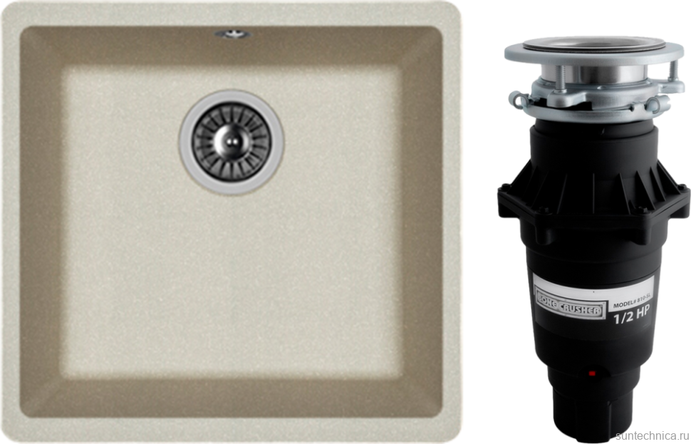 Комплект Мойка Florentina Вега 400 грей + Измельчитель Bone Crusher BC 810-SL Slim Line