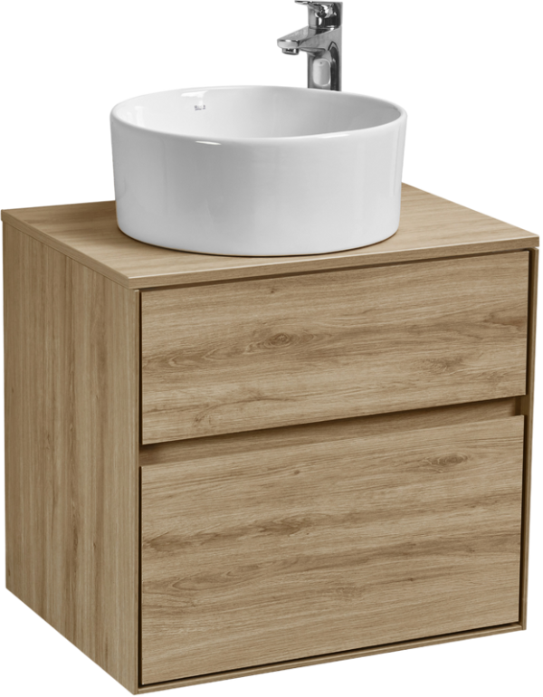 Тумба с раковиной AQUATON Либерти 60 со столешницей дуб эльвезия, раковина Mila 40