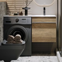 Тумба с раковиной Aqwella Terra 53 R подвесная, под стиральную машину, дуб балтийский