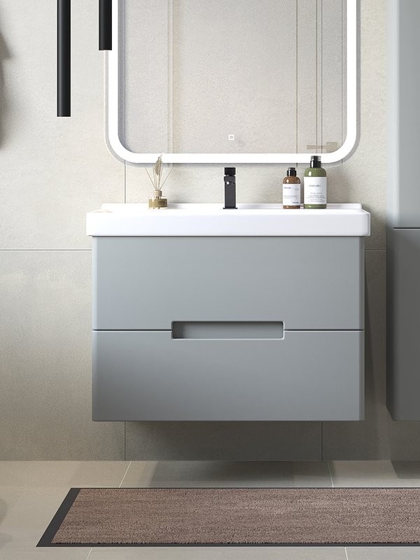 Тумба с раковиной SanStar Ориана 80 подвесная, серая, раковина Sanita luxe Fest 80