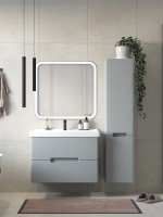 Тумба с раковиной SanStar Ориана 80 подвесная, серая, раковина Sanita luxe Fest 80