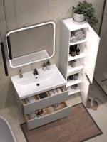 Тумба с раковиной SanStar Ориана 80 подвесная, серая, раковина Sanita luxe Fest 80