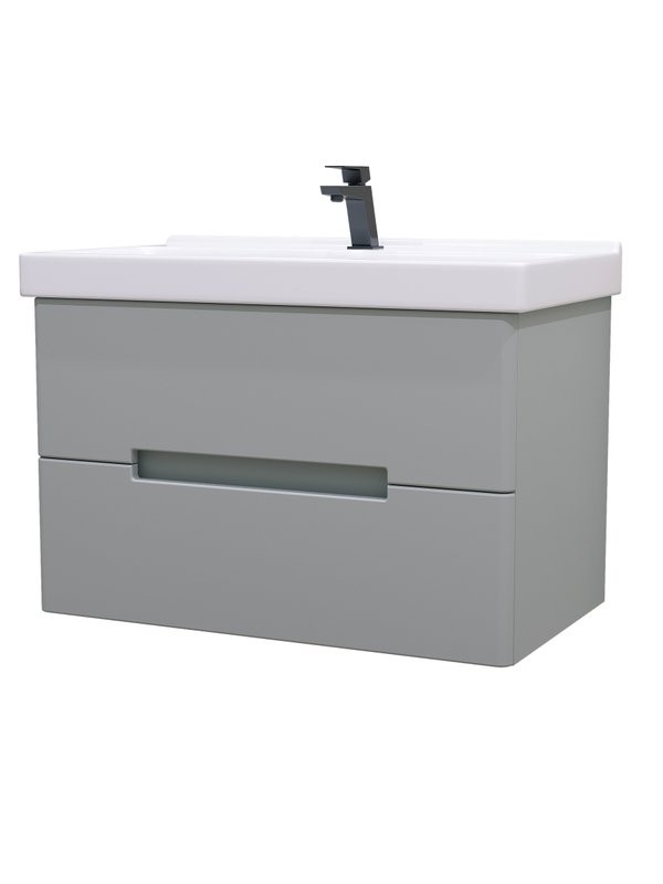 Тумба с раковиной SanStar Ориана 80 подвесная, серая, раковина Sanita luxe Fest 80