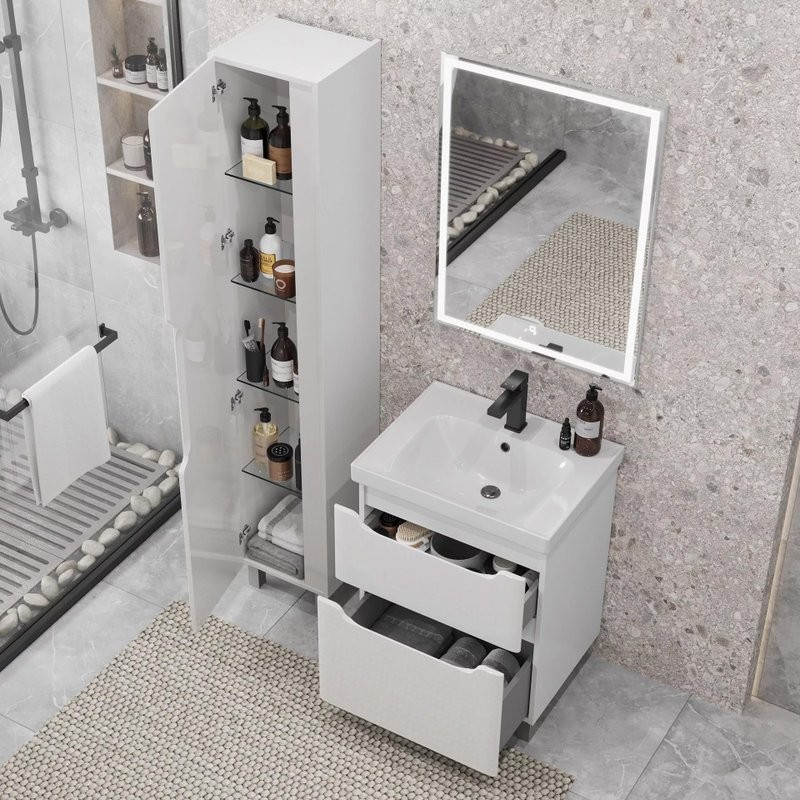 Мебель для ванной комнаты SanStar Lanciano 60 напольная, белая, раковина Dreja Грейс 60