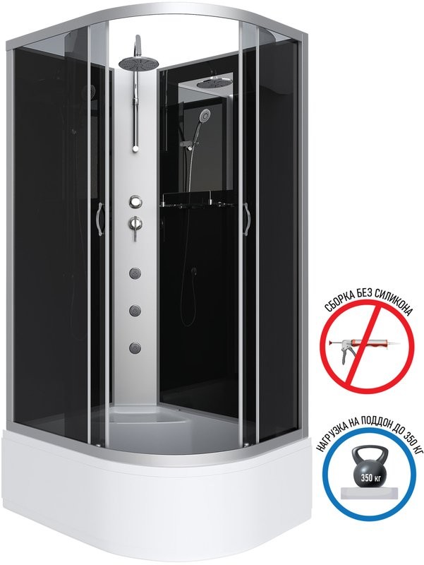 Душевая кабина Niagara Classic NG-2510-14LBKTG 120х80 см, без крыши, с гидромассажем и тропическим душем