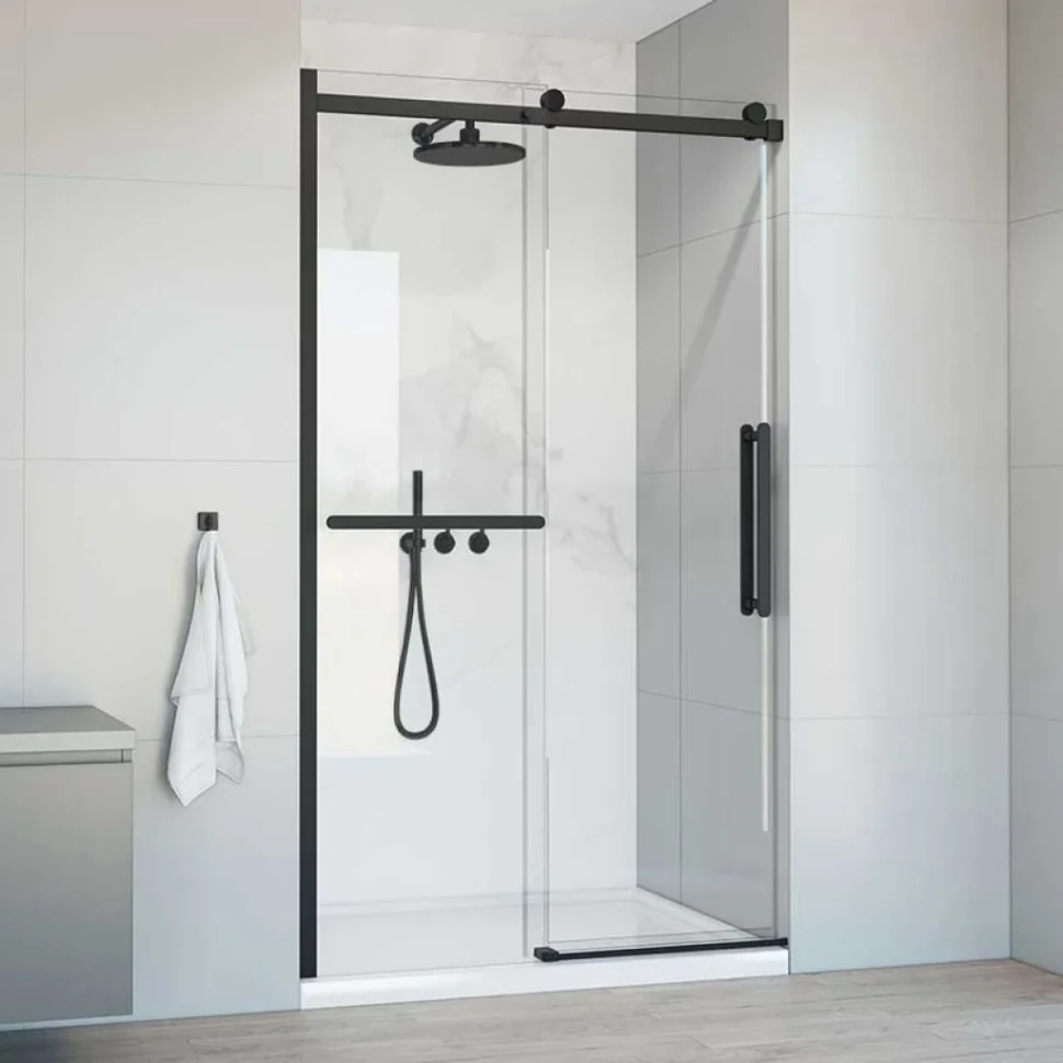 Душевая дверь в нишу Vincea Como Soft VDS-1CS140CLB 140 см профиль черный