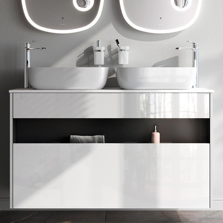 Тумба с раковиной AM.PM Func 120 белый глянец, со столешницей, раковина M8FWCC10510WG