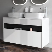 Тумба с раковиной AM.PM Func 120 белый глянец, со столешницей, раковина M8FWCC10510WG