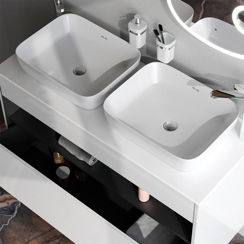 Тумба с раковиной AM.PM Func 120 белый глянец, со столешницей, раковина M8FWCC10510WG