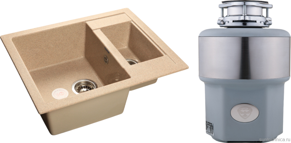 Комплект Мойка GranFest Quadro GF-Q610K песочная + Измельчитель Status Premium 300