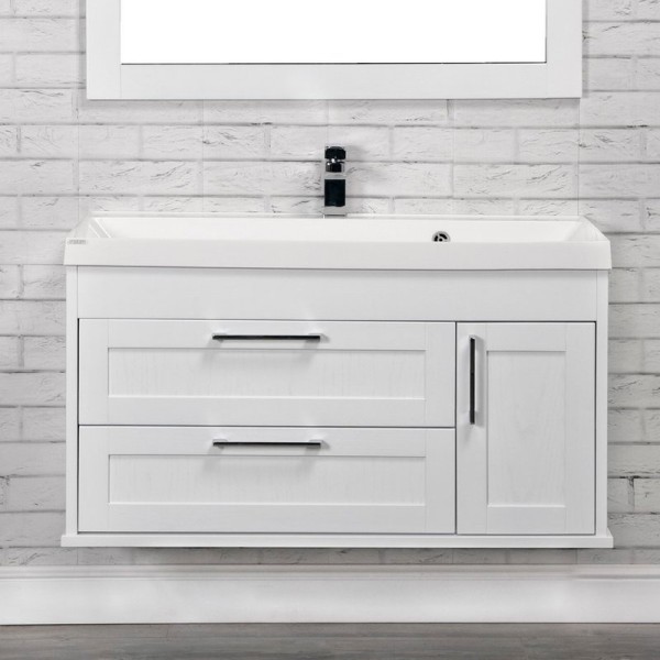 Тумба с раковиной ValenHouse Эйвори 100, подвесная, белая