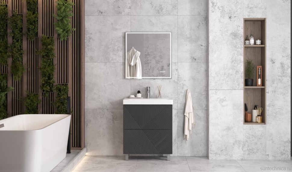 Тумба под раковину без столешницы Velvex Edge 70.2Y напольная, графит