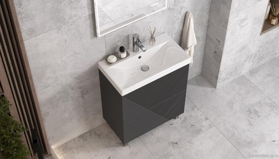 Тумба под раковину без столешницы Velvex Edge 70.2Y напольная, графит