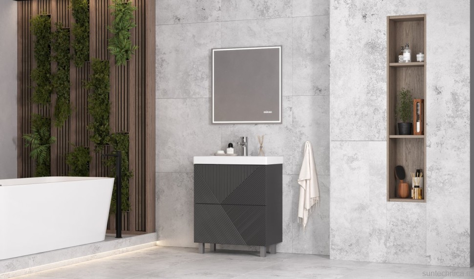 Тумба под раковину без столешницы Velvex Edge 70.2Y напольная, графит