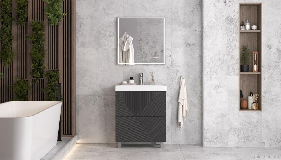 Тумба под раковину без столешницы Velvex Edge 70.2Y напольная, графит