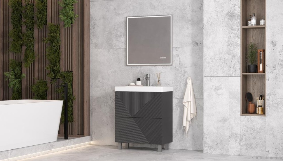 Тумба под раковину без столешницы Velvex Edge 70.2Y напольная, графит