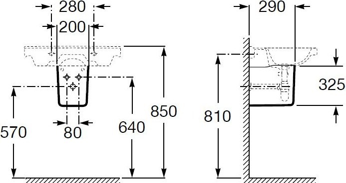 Раковина Roca Debba 55x44 с полупьедесталом