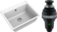 Комплект Мойка GranFest Vertex GF-V-580 иней + Измельчитель Bone Crusher BC 1000-AS