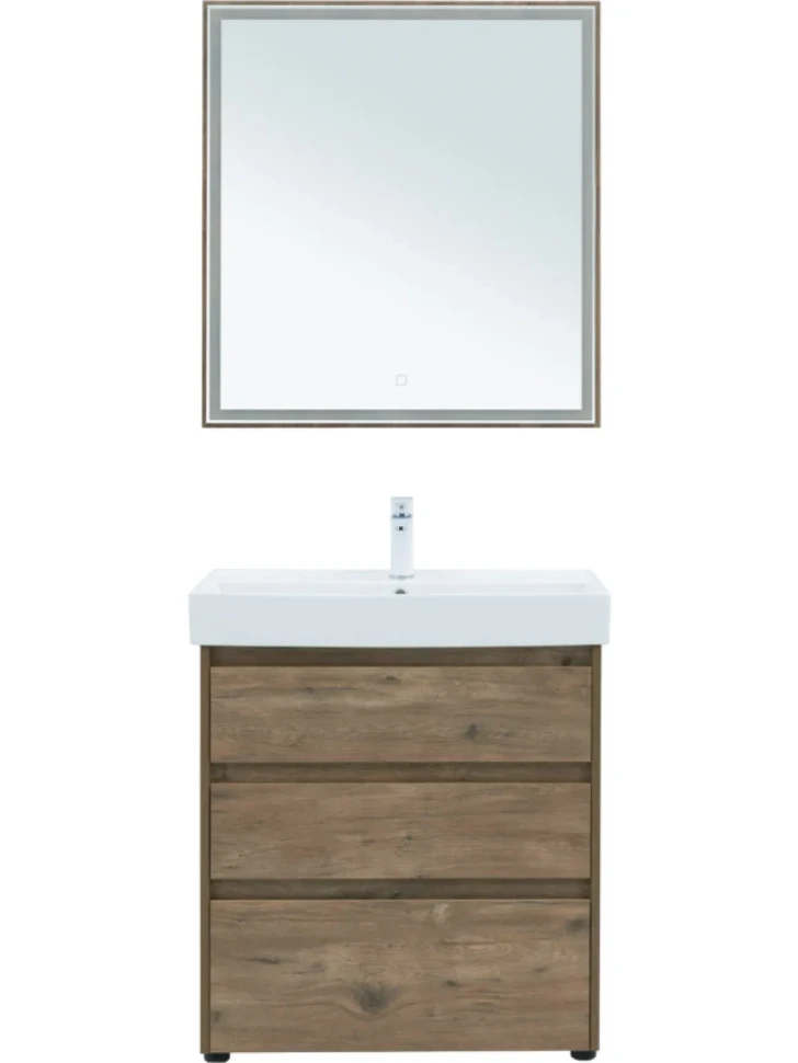 Мебель для ванной комнаты Aquanet Nova Lite 75 напольная, дуб рустикальный, 3 ящика