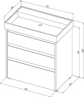 Мебель для ванной комнаты Aquanet Nova Lite 75 напольная, дуб рустикальный, 3 ящика