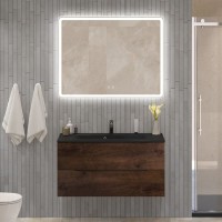 Мебель для ванной комнаты BelBagno Marino 100 подвесная, rovere moro, черная раовина