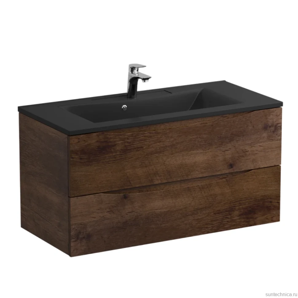 Мебель для ванной комнаты BelBagno Marino 100 подвесная, rovere moro, черная раовина