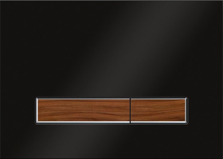 Комплект Унитаз подвесной Lavinia Boho One 33021010 с микролифтом + Система инсталляции для унитазов Relfix 38010010 + Кнопка смыва Relfix 38050702 глянцевая черная, темное дерево